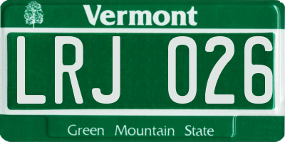VT license plate LRJ026