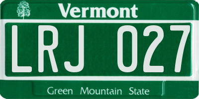 VT license plate LRJ027
