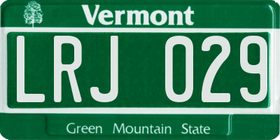 VT license plate LRJ029