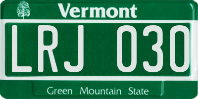 VT license plate LRJ030