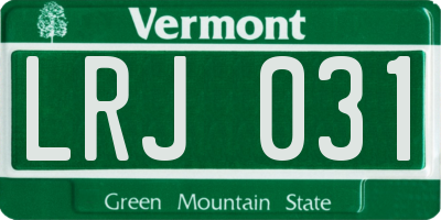 VT license plate LRJ031