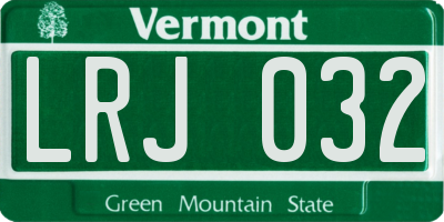 VT license plate LRJ032