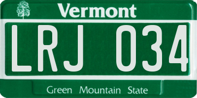 VT license plate LRJ034