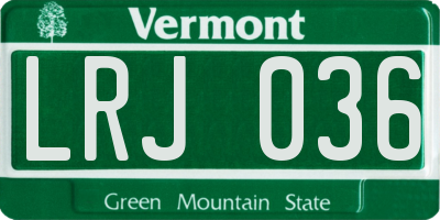 VT license plate LRJ036