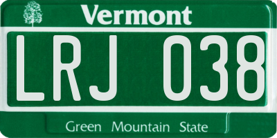 VT license plate LRJ038