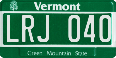 VT license plate LRJ040