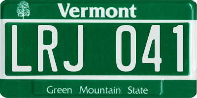 VT license plate LRJ041