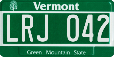 VT license plate LRJ042