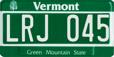 VT license plate LRJ045