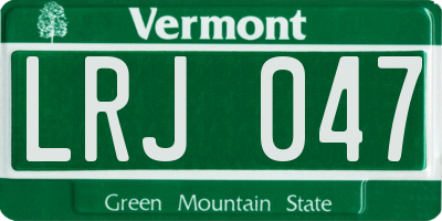 VT license plate LRJ047