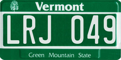 VT license plate LRJ049