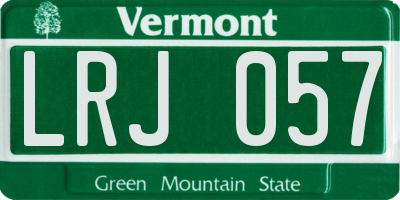 VT license plate LRJ057
