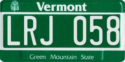 VT license plate LRJ058