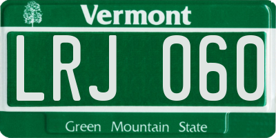 VT license plate LRJ060