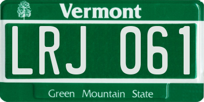 VT license plate LRJ061