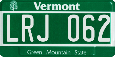 VT license plate LRJ062