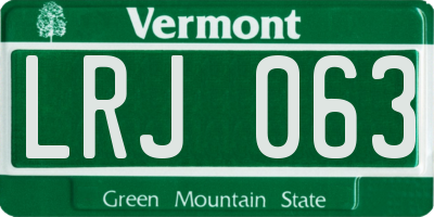 VT license plate LRJ063