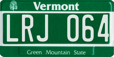 VT license plate LRJ064