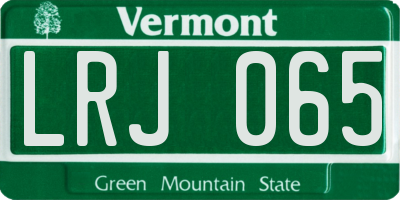 VT license plate LRJ065