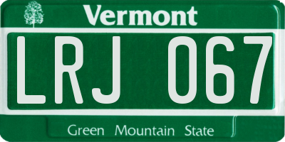 VT license plate LRJ067