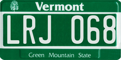 VT license plate LRJ068