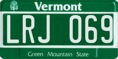 VT license plate LRJ069