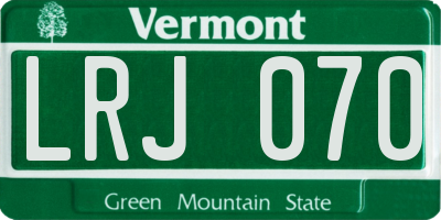 VT license plate LRJ070