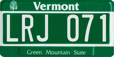 VT license plate LRJ071