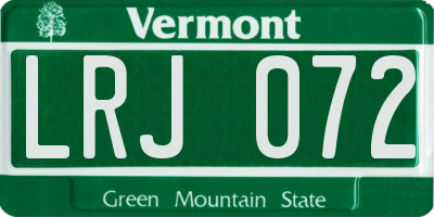 VT license plate LRJ072