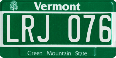 VT license plate LRJ076