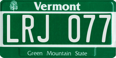 VT license plate LRJ077