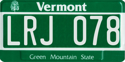 VT license plate LRJ078