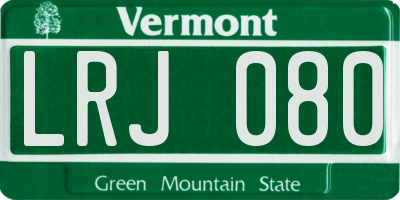 VT license plate LRJ080