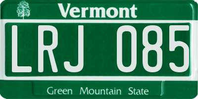 VT license plate LRJ085
