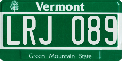 VT license plate LRJ089