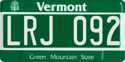 VT license plate LRJ092