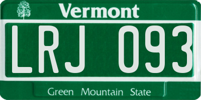 VT license plate LRJ093