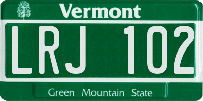 VT license plate LRJ102