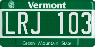 VT license plate LRJ103
