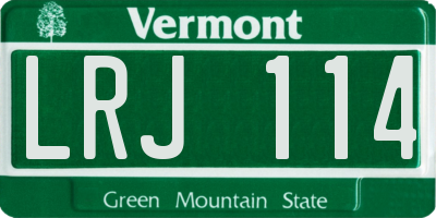 VT license plate LRJ114