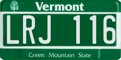 VT license plate LRJ116