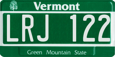 VT license plate LRJ122
