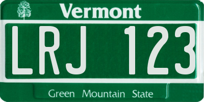 VT license plate LRJ123
