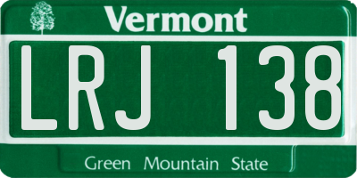 VT license plate LRJ138