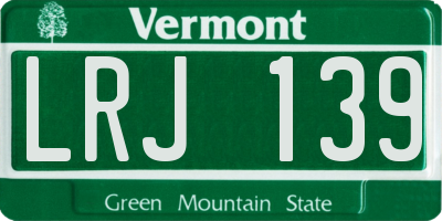 VT license plate LRJ139