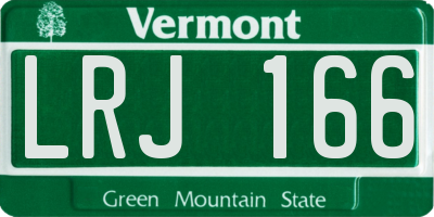 VT license plate LRJ166