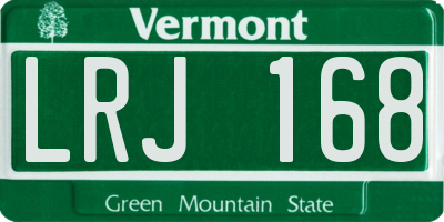 VT license plate LRJ168