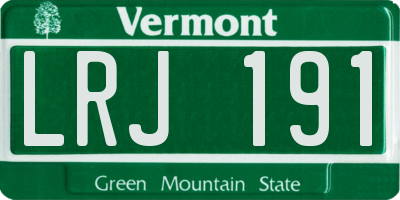 VT license plate LRJ191