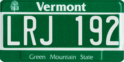 VT license plate LRJ192
