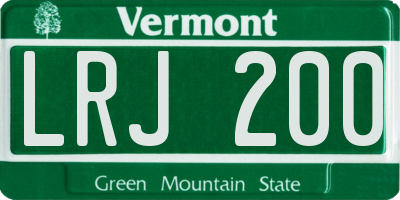 VT license plate LRJ200